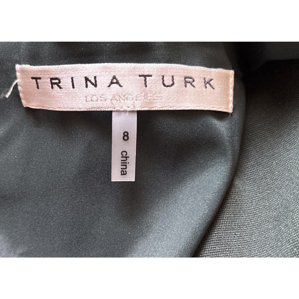 Trina Turk Ponte Knit Sheath Dress Gold Tone Buttons Women's 8 Green Officewear - Picture 8 of 9